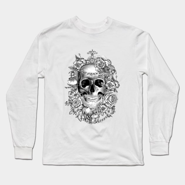 Halloween floral skull Long Sleeve T-Shirt by BessoChicca